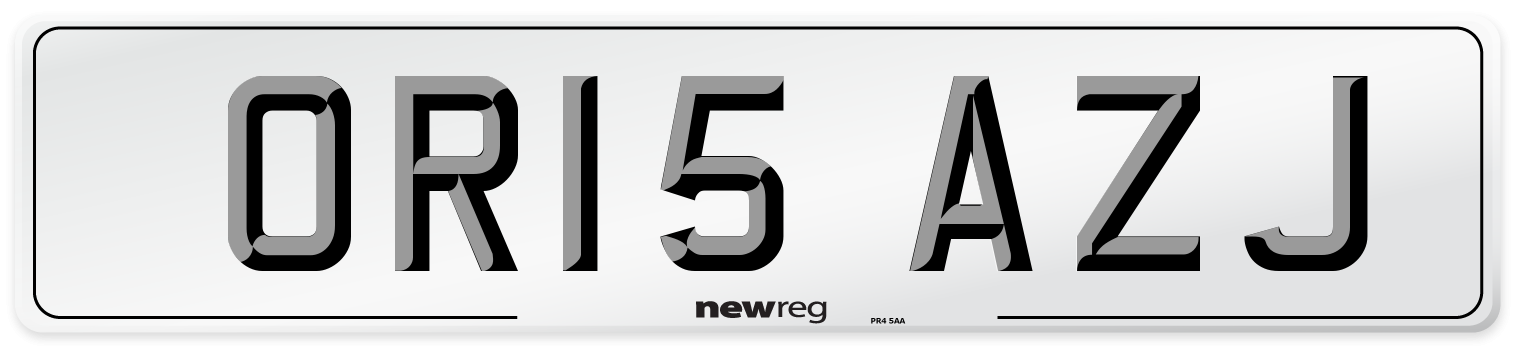 OR15 AZJ Number Plate from New Reg